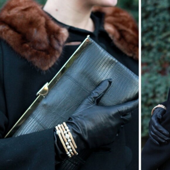 VINTAGE Etra Black Leather Crocodile Embossed Clutch - Picture 2 of 9